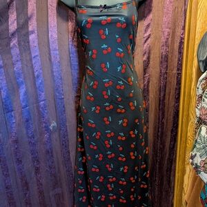 CHERRY 🍒 Bodycon Mide Dress Mesh Bow Kawaii Goth Dolls Kill Hot Topic Blackmilk